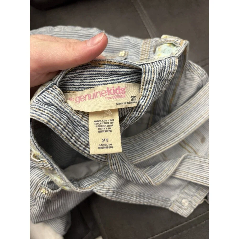 Y2k OshKosh Girls 2T Striped Denim Overall Dress